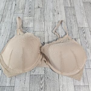 Spanx Womens Bra Beige Padded Lace Floral Size 34DD Undetectable Underwire